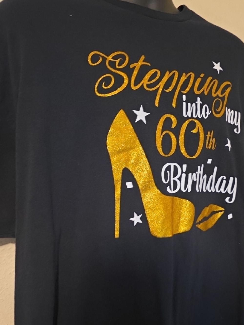 Stepping into my 60th Birthday Graphic Tee - Gold & White - Picture 3 of 5